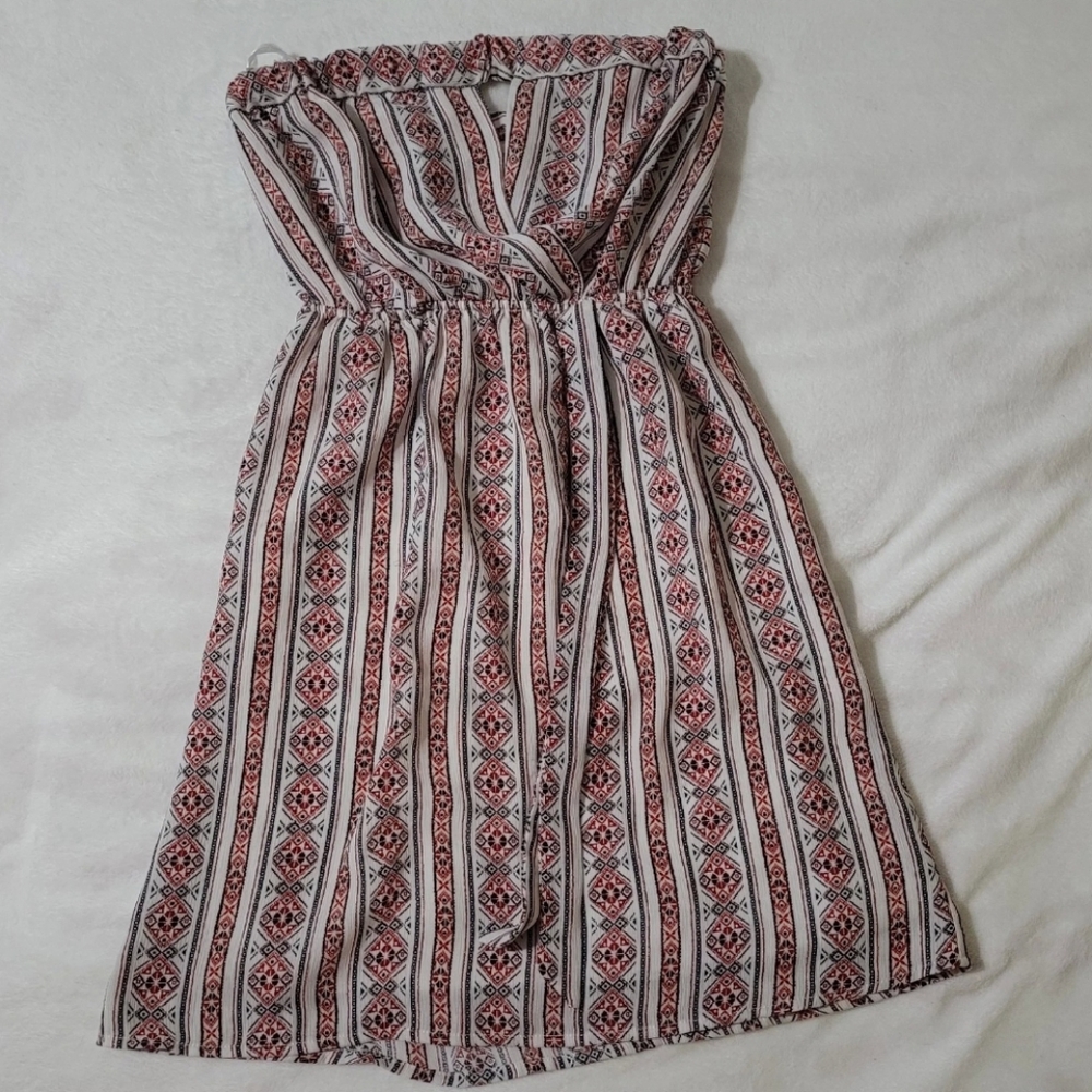 Pattern Boho Strapless Dress